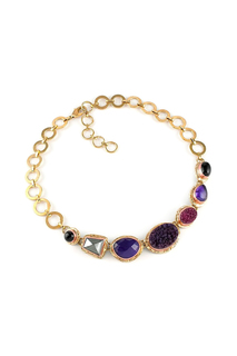 Колье 10118891 Selena фиолетовое/бордовое/золотистое