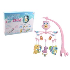 Детская музыкальная карусель Добрые сны розовая, 70 мелодий, пульт, таймер, проектор Happy