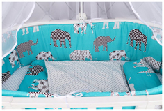 Бортик в кроватку AmaroBaby Слоники 4 предмета