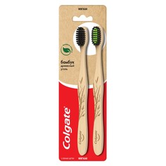 Зубная щетка Colgate Бамбук Древесный Уголь черная, мягкая, 2 шт