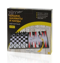 Набор настольных игр Zilmer 3 в 1 Магнитные шахматы, шашки, нарды, ZIL0501-034