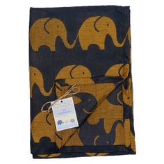 Покрывало-плед детское Этелька Слоники размер 150х215 см, хлопок, цвет синий