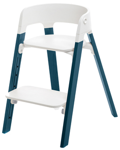 Комплект Stokke Steps: ножки Midnight Blue 349408 + сиденье White 460001 + посуда 529801