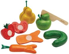 Игровой набор Plan Toys Нарежь фрукты и овощи, деревянный