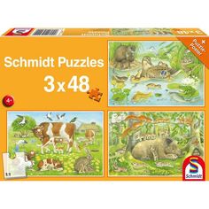 Пазл Животные с малышами, 3х48 элементов Schmidt