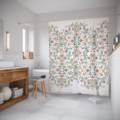 Шторы для ванной JoyArty «Растительная решетка» 180x200