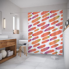 Шторы для ванной JoyArty «Течение из перьев» 180x200