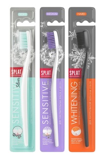 Набор зубных щеток SPLAT мягкая розовая, средняя сиреневая, жесткая черная 3 шт