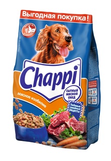 Сухой корм для собак Chappi Сытный мясной обед, Мясное изобилие с овощами и травами, 2.5кг