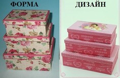 Комплект коробок "Леди", 3 штуки, 15x11x7 см, арт. 225-031 Русские подарки