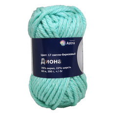Пряжа Астра "Диона", цвет: 17 светло-бирюзовый, 60 м, 200 грамм, 5 мотков Astra