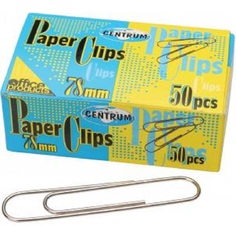 Набор скрепок канцелярских никелированных, 78 мм, 50 штук Centrum
