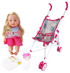 Интерактивная кукла Наша Игрушка Кукла в коляске M7489-1D 35 см