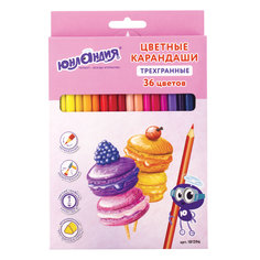 Карандаши цветные Юнландия Сладкие истории трехгранные, 36 цветов