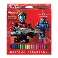 Карандаши цветные Brauberg Star Patrol, 24 цвета