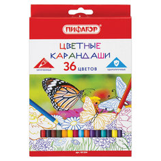 Карандаши цветные Пифагор Бабочки, 36 цветов
