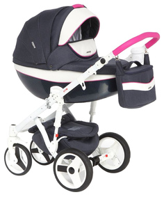 Коляска 3 в 1 Adamex monte carbon т синий, белый, малиновый d36