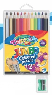 Круглые цветные карандаши "JUMBO", 12 цветов+точилка Colorino