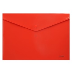 Папка-конверт на кнопке, А4, 180 мкм, красная Hatber