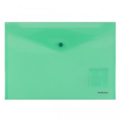 Папка-конверт на кнопке "Envelope", полупрозрачная, зеленый Erich Krause