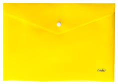 Папка-конверт на кнопке, 240х215 мм, 180 мкм, желтая Hatber