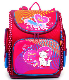 Ранец детский Hummingbird We love kitty, красный + мешок для обуви