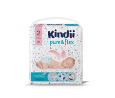 Подгузники одноразовые для детей KINDII PURE&FLEX 2/S (3-6 кг), 70 шт.