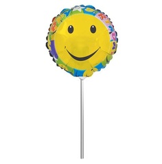 Шар фольгированный ACTION! Смайлик на палочке 21х34см