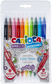 Фломастеры "Birello", двусторонние, 10 цветов, 10 штук Carioca