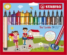 Фломастеры "Trio Scribbi", 14 цветов Stabilo