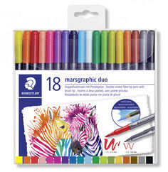 Фломастеры акварельные "Marsgraphic Duo", 18 цветов Staedtler