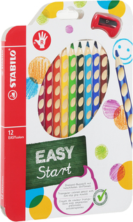 Набор цветных карандашей для правшей STABILO EASYcolors, 12 штук c точилкой