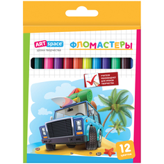 Фломастеры "Каникулы", 12 цветов, смываемые Art Space