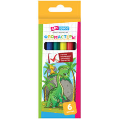 Фломастеры "Динозаврики", 6 цветов, смываемые Art Space