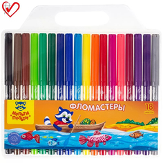 Фломастеры "Енот на рыбалке", 18 цветов Мульти пульти