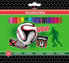 Фломастеры "Football", 18 цветов Hatber