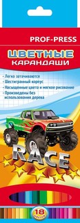 Карандаши цветные "Крутое авто", 18 цветов Проф Пресс