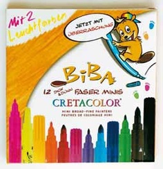 Фломастеры "Biba" с тонким и толстым кончиком, короткие, 12 цветов Cretacolo R