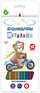 Набор цветных карандашей "Мишка", 12 цветов (металлик) Воскресенская карандашная фабрика