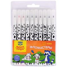 Фломастеры "Енот и далматинцы", 10 цветов Мульти пульти