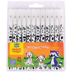 Фломастеры "Енот и далматинцы", 12 цветов Мульти пульти