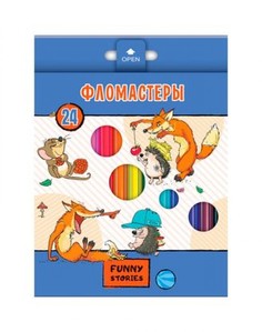 Фломастеры "Забавные животные", 24 цвета Hatber