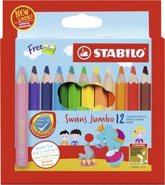 Набор цветных карандашей "Stabilo Swans", укороченные, 12 цветов