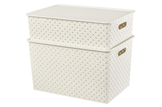 Набор корзинок с крышкой Береста, слоновая кость, 7,5 и 14 литров, 2 штуки EL Casa