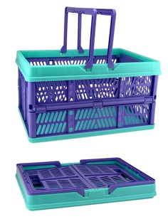 Ящик-корзина Sunduk FB-145, фиолетово-зеленый, 45x31x25 см, складной, пластик Яркий Луч