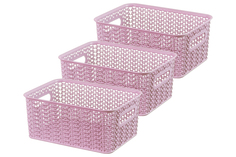 Набор корзинок Вязь, пепел розы, 23,5x17,3x10,5 см, 3 литра, 3 штуки Violet