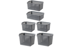 Набор корзинок Лофт, серый, 2+2+ 2,8+2,8+3,8+5,3 литра, 6 штук Violet