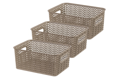 Набор корзинок Вязь, капучино, 23,5x17,3x10,5 см, 3 литра, 3 штуки Violet