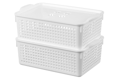 Набор корзинок с крышкой Лофт, белый, 29,5x18,5x10,5 см, 3,8 литра, 2 штуки Violet