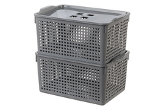 Набор корзинок с крышкой Лофт, серый, 29,5x18,5x14,5 см, 5,3 литра, 2 штуки Violet